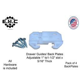Drawer Guides/Back Plates Plastic (Choose Your Size) New/Replacement Kitchen/Dresser/Furniture Drawer Guides/Track Guide/Includes All Hardware/ 4 per Pack by E.H.C. (Adjustable 1" to 1-1/2" x 5/16")