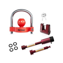 RETRUE Keyed Alike Trailer Lock Set Tow & Store Lock Kit Include Universal Coupler Lock & Dual Hitch Receiver Pin Lock & Trailer Tongue Lock, Red
