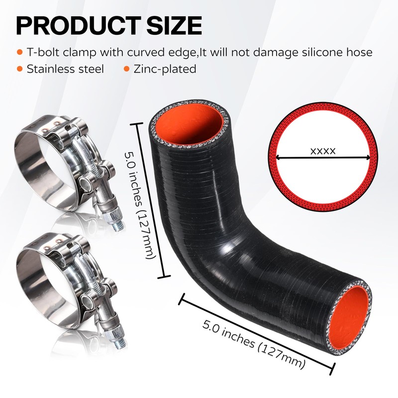 BEIJIULI 4" ID 90 Degree Silicone Elbow Coupler Hose with