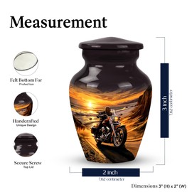 KARYLIZ Motorcycle Cremation Urns for Human Ashes Adult Female Funeral Burial Memorial Small Urn for Ashes 3 Inch