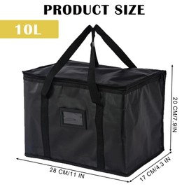 Food Delivery Bag, 10L Delivery Bag Thermal Bags for Hot Food Delivery, Large Insulated Food Delivery Bag, Warm & Cooler Bags for Food for Hot Food Delivery for Groceries, Pizza and Delivery Services