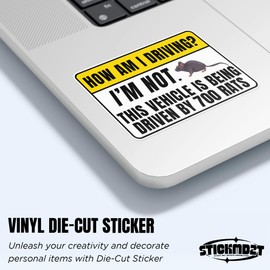 (3Pcs) How Am I Driving I'm Not This Vehicle is Being Driven by 700 Rats Sticker Funny Rat Driving 3" Waterproof Vinyl Decal Sticker for Cars Bumper Laptop Water Bottles, Phone Decal Gifts 3 Inches
