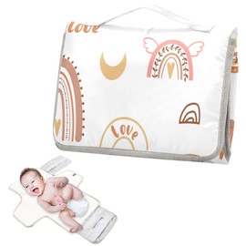 BOESI Boho Rainbow Portable Changing Pad, Baby Changing Pad, Waterproof Diaper Changing Travel Bag for Boys and Girls
