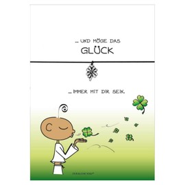 Glücksschmiedin - Handmade Lucky Bracelet - The Little Yogi - with Various Silver-Coloured Pendants and Personal Card, Silver, Without Stone