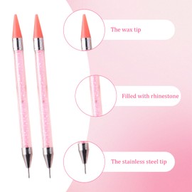 Rhinestone Picker Tool 2pcs, Wax Pencil For Rhinestones Rhinestone Applicator Pen Tools Gem Picker Bedazzler Tool with 4 Replacement Wax Tips 1PC Curved Tweezers and 1PC Straight Tweezers