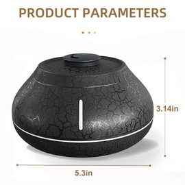 Flame Aromatherapy Diffuser 7 Color Light Essential Oil Diffuser Humidifier, Retro Crack Simulation Flame Aroma Diffuser, Waterless Auto-Off Mist Diffuser for Home Office Room (Black)