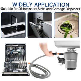 10 Ft Dishwasher Drain Hose Extension Corrugated and Flexible Dishwasher Hose Drain Replacement Discharge Hose Fits (Dishwasher End Size：11/16", 1", 1-1/8" Sink End Size：5/8", 3/4", 1")