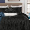 Fashion Black Duvet Cover Set Double Size Silk Like Satin