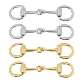 SING F LTD 4 Pcs Zinc Alloy Shoe Buckles Replacement 65mm Double Ring Fastener Charm for Loafer Leather Shoes DIY Repair Gold Silver (Medium)