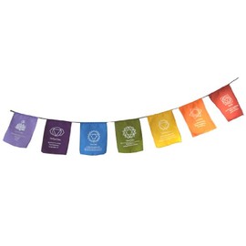 Bunting, flags & batiks regenbogenfarbenes chakra symbol und mantra bestätigungs gebetsfahnen wimpelkette