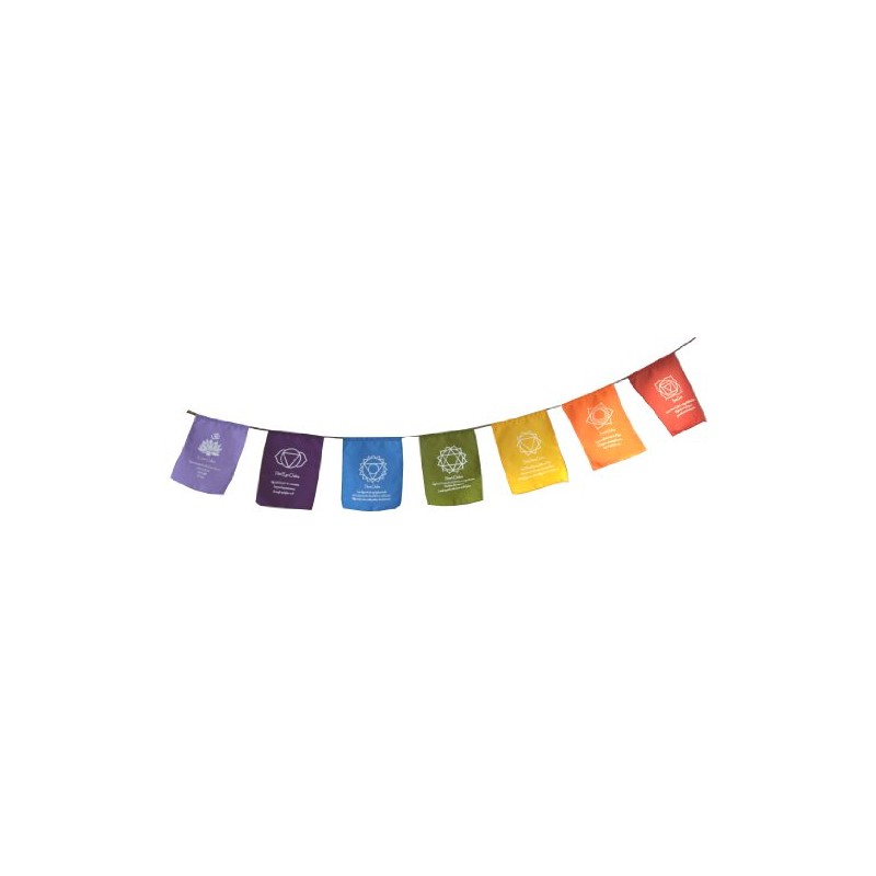 Bunting, flags & batiks regenbogenfarbenes chakra symbol und mantra bestätigungs