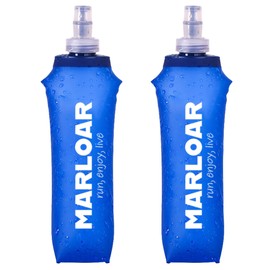 MARLOAR Foldable Drinking Bottle, Soft Flask, 250 ml, for Running, Hiking and Cycling, BPA-Free, Pack of 2, Blue