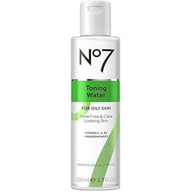 No7 Facial Toner Water - Pore Minimizing Toner for Oily Skin with Tri-VIT Complex, Vitamin E, B5 & C - Contains Meadowsweet + Ginseng for Refreshed & Energized Skin (6.7 fl oz)