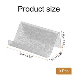 sourcing map 3pcs Business Card Holder for Desk, Acrylic Bling Business Name Card Organizer Desktop Card Rack Display Stand for Office Exhibition Meeting Home, Silver