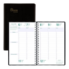 Blueline® 2025 Timanager® Planifi-Action® Weekly/Monthly Planner, Appointment Book, 13 Months, December to December, Twin-Wire Binding, 9.0625" x 5.875", Black, French (C5910.81F-25)