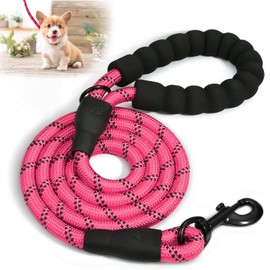 Dog Leashes, Rope Dog Lead with Soft Padded Handle, Reflective Dog Lead for Medium or Large Dogs (Rose, 200 * 1.2cm)