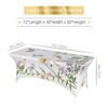 Spring Floral Butterfly Spandex Tablecloth for Rectangular Tables, Fitted Tablecloth