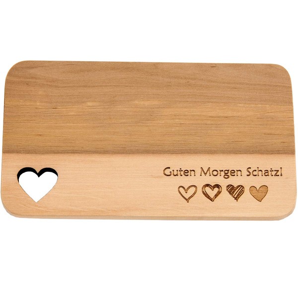 Spruchreif Premium Quality 100% Emotional Wooden Breakfast Board with Engraving - Bread Board with Heart Cut-Out - Gift for Mum, Dad, Grandma, Granddad - Father's Day