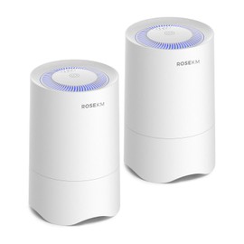 Rosekm Small Air Purifier for Home Bedroom, Personal Desk Mini Air Purifier, Room Hepa Air Purifier Fresheners Cleaner for Dorm, Pets, Smoke, Desktop, Office (2 Pack)