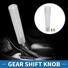 A ABSOPRO Universal Shift Knob 20cm Stick Shifter Lever Knob with 2 Adapter for Automatic and Manual Vehicle Acrylic Clear with White Stitches