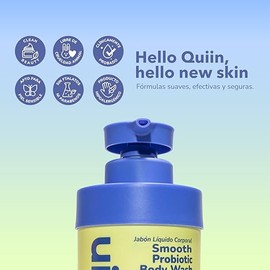 Quiin Smooth Probiotic Body Wash – Limpiador corporal con probióticos, aloe vera y avena – Limpia suavemente y deja la piel fresca y equilibrada – 500 ml