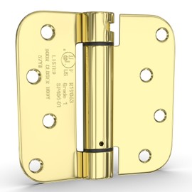 goldenwarm 4pack Polished Brass Door Hinges 4 Inch Self Closing Spring Door Hinge with 5/8" Radius Corners - Adjustable Door Closing, Residential & Heavy-Duty Hardware