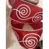 Premium Red & White SWIRL Ribbon 2.5” Premium CHRISTMAS Wired