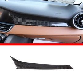 CHEYA 100% Real Carbon Fiber Car Center Console Co-pilot Passenger Side Decoration Cover Panel Trim for Alfa Romeo Giulia 2017-2020 Left Handle Drive (black)