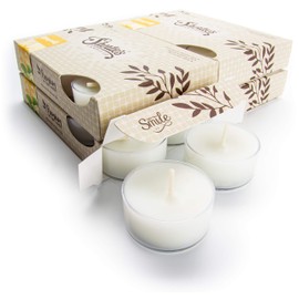 Pure Honeysuckle Premium Tealight Candles Bulk Pack - Highly Scented with Essential & Natural Oils - 24 White Tea Lights - Beautiful Candlelight - Made in The USA - Flower & Floral Collection