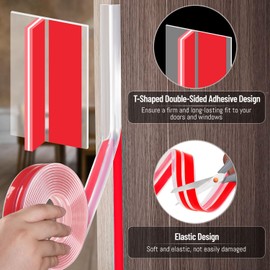T-Shaped Weather Stripping, 1.37" X 20FT Silicone Weather Stripping Door Seal, Doors Draft Stopper for Glass Shower, Window, Door Frame