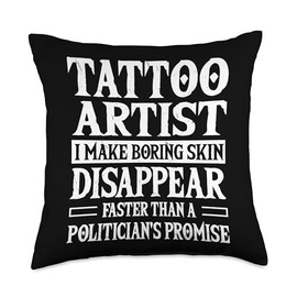 Tattoo Artist Job Designs Tattoo Studio Funny Artists Saying Ink Master Tattoo Pen Machine Throw Pillow, 18x18, Multicolor