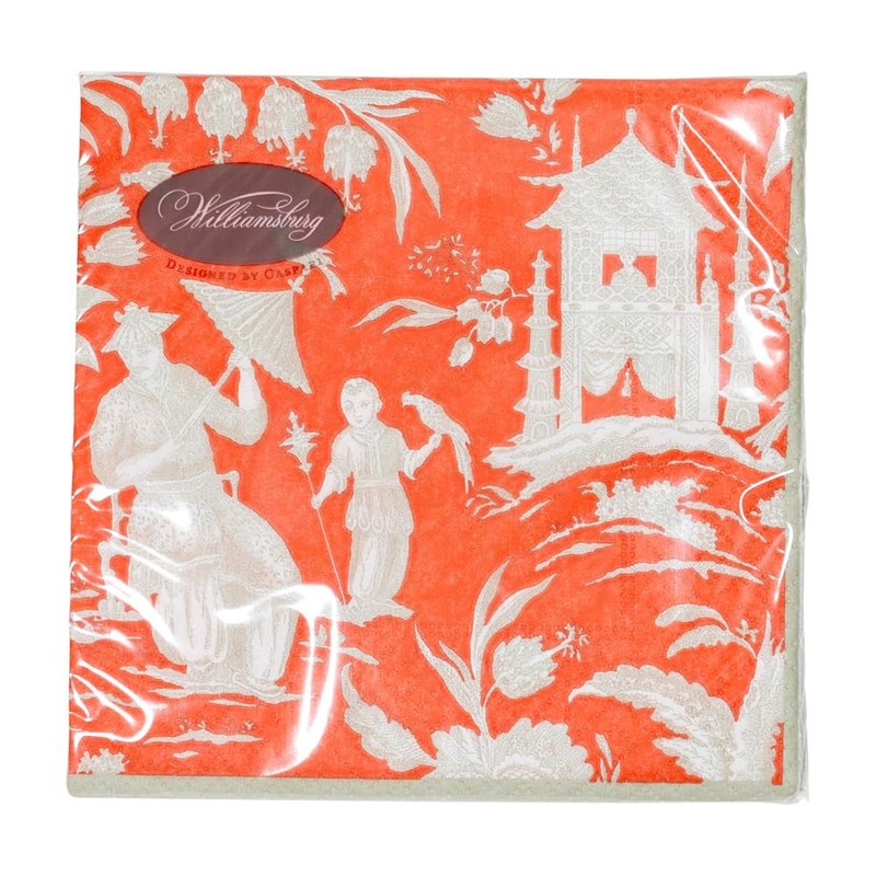 Caspari Silk Road Toile Mandarin Cocktail Napkins - 20 Cocktail