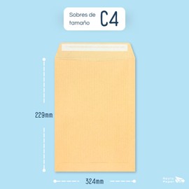 RAYLU PAPER - Pack of Large Kraft Peel and Seal Envelopes for Sending Documents, Quick and Easy to Seal, 90gsm (C4, Pack of 10)