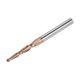 sourcing map Tapered Ball Nose End Mill, TiSiN Coated Solid Carbide 2 Flute Spiral Milling Cutter, 1.5mm Radius, 3mm Diameter, 6mm Shank, 75mm Length, 6.08 Degree Angle