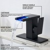 AVSIILE LED Bathroom Sink Faucet, Matte Black Waterfall Single Hole