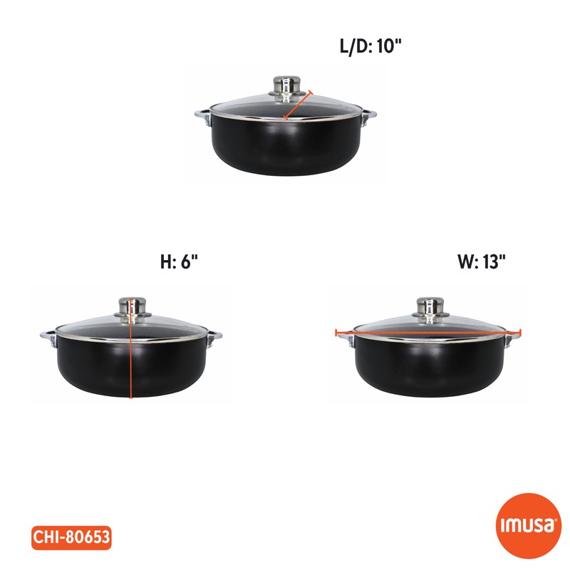 IMUSA 4.4Qt Bistro Ceramic Nonstick Caldero/Dutch Oven with Glass Lid,