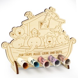 Christening Money Gift, Wooden Noah's Ark, Christening Gift for Boys and Girls, 20 x 16 cm