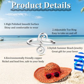 HAIAISO 12PCS Adjustable Toe Rings for Women Gold Silver Open African Toe Rings Summer Beach Foot Jewelry Set