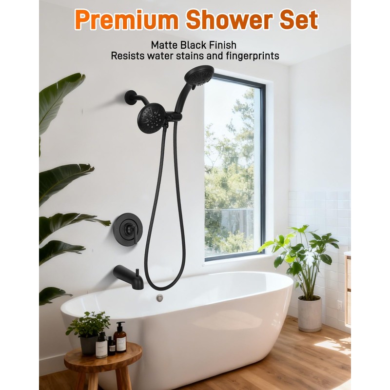 Compatible with moen Matte Black Shower Trim Kit, Dual Shower