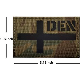 Denmark Flag Reflective Patch DIY Tactical Military Moral IR Infrared Vest Badge Emblem Applique Fastener Back Sew On Clothes Backpack