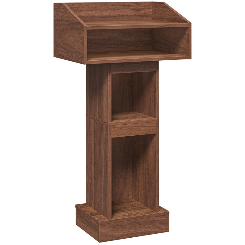 MAHANCRIS Podium Stand, Lectern with 4-Tier Storage, Pulpit with Reinforced