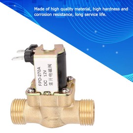 Solenoid Valve, G1/2 Normally Open Brass Solenoid Electromagnetic Valve Water Inlet Switch for Water Working Temperature is 0~85℃(DC12V)