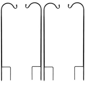 BANBERRY DESIGNS Shepherd Hooks Black for Hanging Lanterns Plants Windchimes - Set of 4 - Each is 38 Inches Tall - Outdoor Lanterns Pathway…