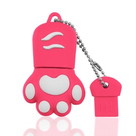 USB Stick 64 GB, USB Flash Drive 64 GB Memory Stick Flash Drive USB 2.0 Portable Pen Drive Cute Cartoon Cat Paw Memory Stick for Tablet, PC (Pink)