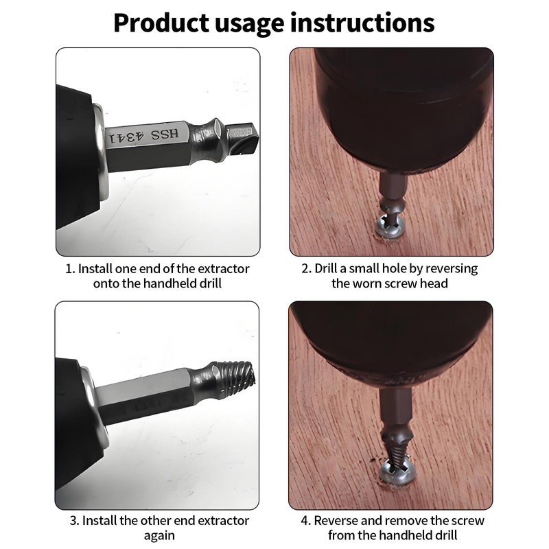 6pcs Bolt Extractor Set, Damaged Screw Extractor Bit Set for
