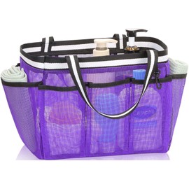 Ocim Large Portable Mesh Shower Caddy Bag Tote for Big Size Shampoo Bottles, Collapsible Quick Dry for College Dorm, Camping, Beach Pool Bathroom, Purple