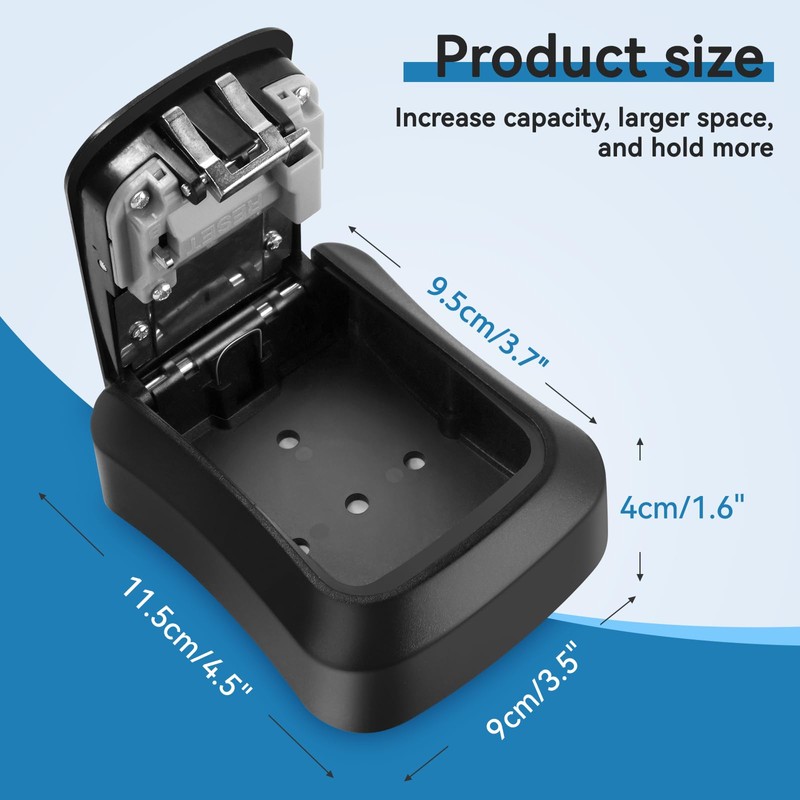 Weatherproof Heavy-Duty Wall-Mounted Key Lock Box with 4-Digit Combination and