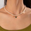 Inateannal Boho Perlenkette Choker Halskette Grüner Smaragd Anhänger Halskette Gold