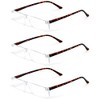 V.W.E. 3 Pairs Lightweight Rectangular Unisex Readers with Spring Hinge