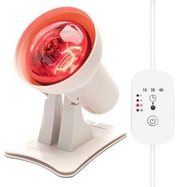 Timisea Infrared Lamp 150 W Red Light Lamp with 4 Temperature Levels and 3 Timer Levels, Heat Lamp for Depth Effect, Portable with Multi-Level Angle Adjustment